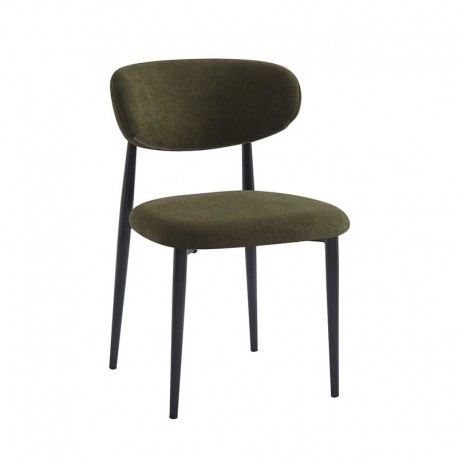 ΕΜ7917,3 POINT Καρέκλα Τραπεζαρίας Μέταλλο Βαφή Μαύρο, Teddy Ύφασμα Olive Green