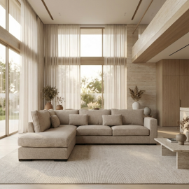 0011.MS23BGSX Brussels γωνιακός καναπές 303x228x86εκ. Μπεζ σκούρο ύφασμα Αριστερή γωνία  Μπεζ σκούρο Καναπές : 303x228εκ.  Ύψος 