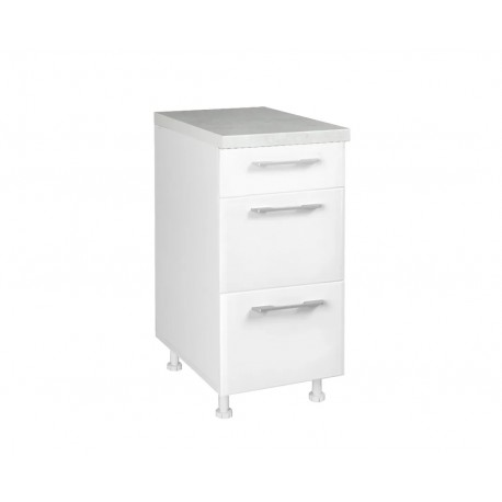 KD403FB14 Επιδαπέδια συρταριέρα κουζίνας IN MDF D40 3F B Λευκό γυαλιστερό 40x60x85εκ.