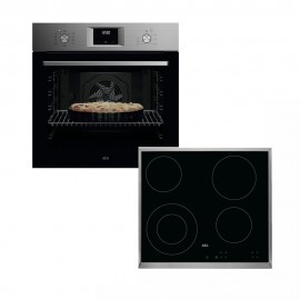 AEG SET OA5AB21SM+HK624010XB Φούρνος άνω Πάγκου 72lt με Κεραμικές Εστίες Π56εκ. Μαύρος