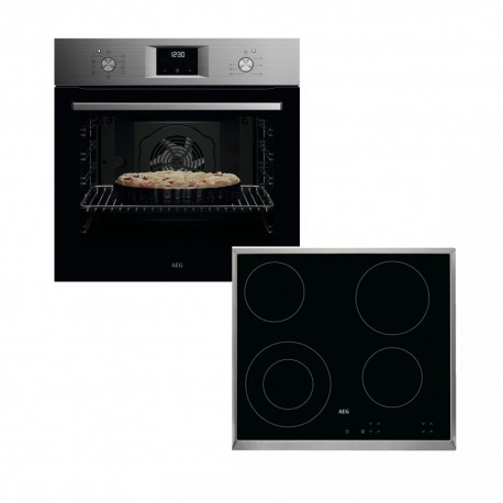 AEG SET OA5AB21SM+HK624010XB Φούρνος άνω Πάγκου 72lt με Κεραμικές Εστίες Π56εκ. Μαύρος