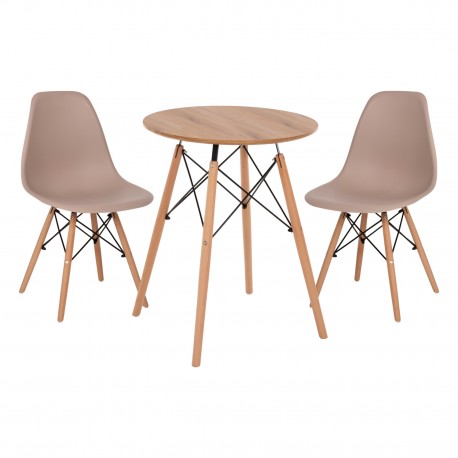 ΣΕΤ ΤΡΑΠΕΖΑΡΙΑΣ 3ΤΜΧ TWIST HM21370 ΣΤΡΟΓΓΥΛΟ ΤΡΑΠΕΖΙ Φ60 & 2 ΚΑΡΕΚΛΕΣ ΣΕ ΚΑΠΟΥΤΣΙΝΟ