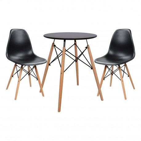 ΣΕΤ ΤΡΑΠΕΖΑΡΙΑΣ 3ΤΜΧ TWIST HM21371 ΣΤΡΟΓΓΥΛΟ ΤΡΑΠΕΖΙ Φ60 & 2 ΚΑΡΕΚΛΕΣ ΣΕ ΜΑΥΡΟ