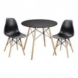 ΣΕΤ ΤΡΑΠΕΖΑΡΙΑΣ 3ΤΜΧ TWIST HM21373 ΣΤΡΟΓΓΥΛΟ ΤΡΑΠΕΖΙ Φ80 & 2 ΚΑΡΕΚΛΕΣ ΣΕ ΜΑΥΡΟ