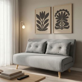 035-000108 Καναπές-κρεβάτι Josuane I pakoworld διθέσιος βελούδο σε γκρι απόχρωση 122x80x81εκ