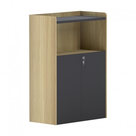 069-000115 Ντουλάπι γραφείου χαμηλό Lotus pakoworld σε φυσική-ανθρακί απόχρωση 80x40x120εκ