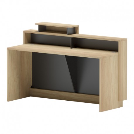 069-000114 Γραφείο reception Lotus pakoworld σε φυσική-ανθρακί απόχρωση 160x60x105εκ