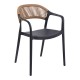 262-000051 Πολυθρόνα Ankara pakoworld στοιβαζόμενη pp-pe rattan σε μαύρη-φυσική απόχρωση 54x55.5x77εκ