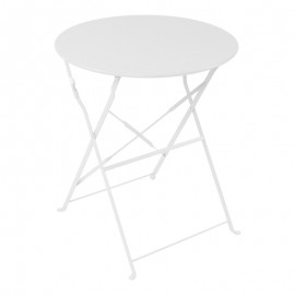 400-000002 Τραπεζι Bistro pakoworld μεταλλικό αναδιπλούμενο σε λευκή απόχρωση Φ60x71εκ