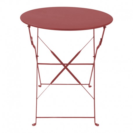 400-000003 Τραπεζι Bistro pakoworld μεταλλικό αναδιπλούμενο σε απόχρωση terracotta Φ60x71εκ