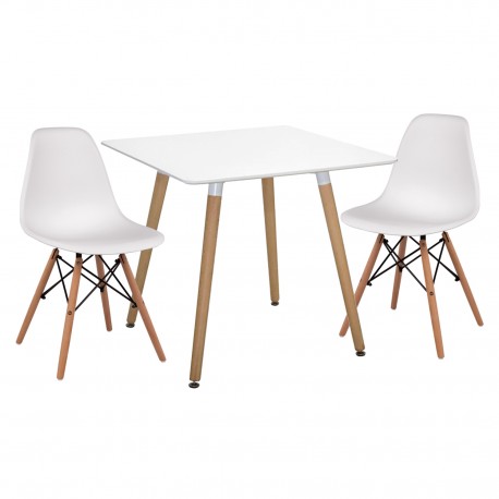 ΣΕΤ ΤΡΑΠΕΖΑΡΙΑΣ 3ΤΜΧ TWIST HM21377 ΤΕΤΡΑΓΩΝΟ ΤΡΑΠΕΖΙ ΛΕΥΚΟ--2 ΚΑΡΕΚΛΕΣ ΛΕΥΚΕΣ