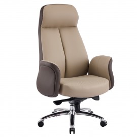 ΚΑΡΕΚΛΑ ΓΡΑΦΕΙΟΥ DRAMON HM18356.02 ΜΠΕΖ-ΚΑΦΕ PU ΔΕΡΜΑ--ΒΑΣΗ ΧΡΩΜΙΟΥ 66x70x132.5Υεκ