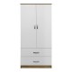 383-000047 Ντουλάπα δίφυλλη με 2 συρτάρια Athos pakoworld σε sonoma-λευκή απόχρωση 80x42x180εκ