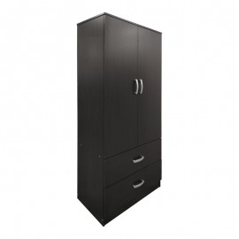 383-000044 Ντουλάπα δίφυλλη με 2 συρτάρια Athos pakoworld σε wenge απόχρωση 80x42x180εκ