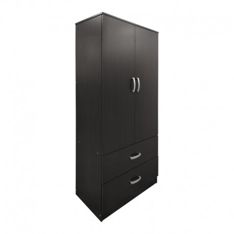 383-000044 Ντουλάπα δίφυλλη με 2 συρτάρια Athos pakoworld σε wenge απόχρωση 80x42x180εκ