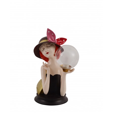 0214039 TLC 1123 ΕΠΙΤΡΑΠΕΖΙΑ ΛΑΜΠΑ ΚΟΠΕΛΑ ΜΕ ΜΑΥΡΟ ΦΟΡΕΜΑ ΚΑΠΕΛΟ ΚΑΙ ΚΟΚΚΙΝΟ ΦΙΟΓΚΟ 2XG9