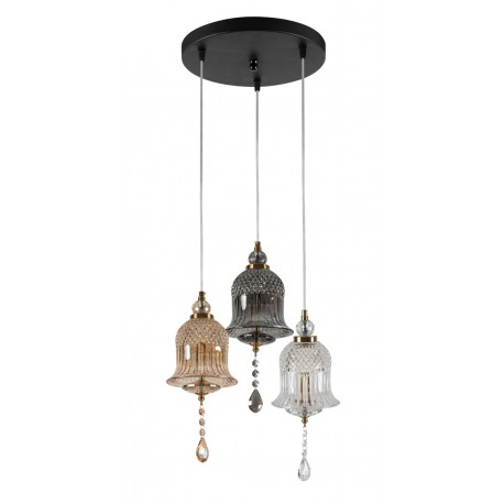 0104614 PDC 723-3 3/Φ ΡΟΖΕΤΑ ΜΕ ΓΥΑΛΙΝΕΣ ΚΑΜΠΑΝΕΣ Ι LED-3Χ5W  ΜΕ ΔΙΑΚΟΣΜΗΤΙΚΟ ΚΡΥΣΤΑΛΛΟ