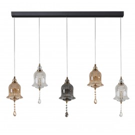 0104615 PDC 723-5 ΡΑΓΑ ΜΕ ΓΥΑΛΙΝΕΣ ΚΑΜΠΑΝΕΣ LED-5Χ5W  ΜΕ ΔΙΑΚΟΣΜΗΤΙΚΟ ΚΡΥΣΤΑΛΛΟ