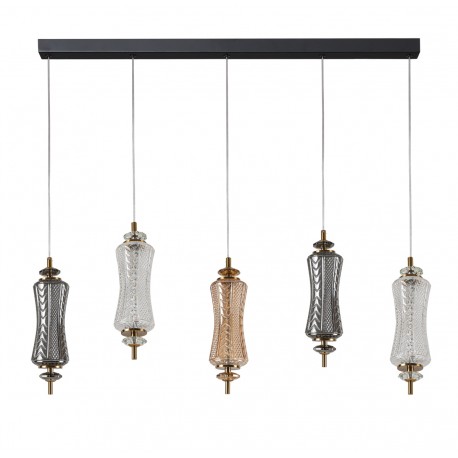 0104617 PDC 1287-5  ΡΑΓΑ 5/Φ ΜΕ  ΜΑΚΡΟΣΤΕΝΑ ΓΥΑΛΙΝΑ  LED- 5Χ7W ΔΙΑΚΟΣΜΗΤΙΚΟ ΚΡΥΣΤΑΛΛΟ