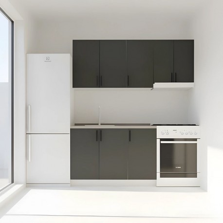 GR-MODESTSET21AN Κουζίνα Modest Σετ 5 Κουτιών Ανθρακί Άνω Κουτιά 170cm Κάτω 110cm