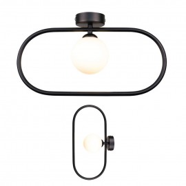 43030-Black InLight Επιτοίχιο Φωτιστικό Μαύρο G9 – Οβάλ με White Opal Γυαλί 15×40 cm (43030-Black)