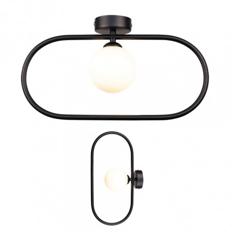 43030-Black InLight Επιτοίχιο Φωτιστικό Μαύρο G9 – Οβάλ με White Opal Γυαλί 15×40 cm (43030-Black)