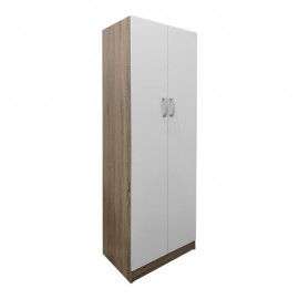 383-000057 Ντουλάπα δίφυλλη Athos pakoworld σε sonoma-λευκή απόχρωση 60x42x180εκ