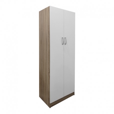 383-000057 Ντουλάπα δίφυλλη Athos pakoworld σε sonoma-λευκή απόχρωση 60x42x180εκ