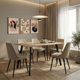 390-000010 Τραπέζι Squaro pakoworld sonoma mdf με μαύρα μεταλλικά πόδια 120x70x75εκ