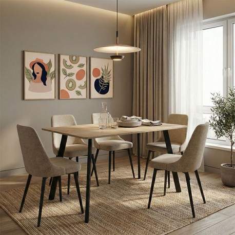 390-000010 Τραπέζι Squaro pakoworld sonoma mdf με μαύρα μεταλλικά πόδια 120x70x75εκ