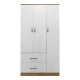 383-000042 Ντουλάπα τρίφυλλη με 2 συρτάρια Athos pakoworld σε sonoma-λευκή απόχρωση 90x42x180εκ