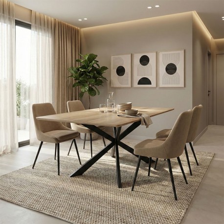 390-000012 Τραπέζι Aragne pakoworld sonoma mdf με μαύρα μεταλλικά πόδια 160x90x75εκ