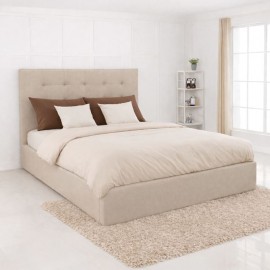 Ε8076,1 DOLCE Κρεβάτι Διπλό με Αποθηκευτικό Χώρο, για Στρώμα 160x200cm, Ύφασμα Μπεζ