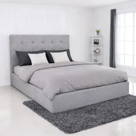 Ε8076,2 DOLCE Κρεβάτι Διπλό με Αποθηκευτικό Χώρο, για Στρώμα 160x200cm, Ύφασμα Γκρι