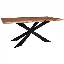 ΕΑ7110,WT LIZARD-WT Τραπέζι Τραπεζαρίας Σαλονιού-Κουζίνας Μέταλλο Βαφή Μαύρο, Ξύλο Ακακία Φυσικό