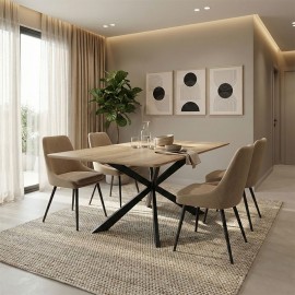 390-000012 Τραπέζι Aragne pakoworld sonoma mdf με μαύρα μεταλλικά πόδια 160x90x75εκ