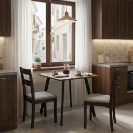 390-000008 Τραπέζι Squaro pakoworld καρυδί mdf με μαύρα μεταλλικά πόδια 80x80x75εκ