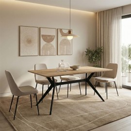 390-000019 Τραπέζι Ezali pakoworld sonoma mdf με μαύρα μεταλλικά πόδια 160x90x75εκ