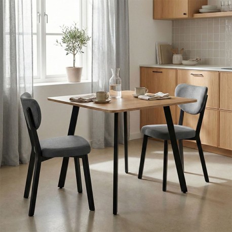 390-000007 Τραπέζι Squaro pakoworld sonoma mdf με μαύρα μεταλλικά πόδια 80x80x75εκ