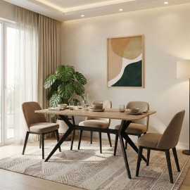 390-000015 Τραπέζι Ezali pakoworld sonoma mdf με μαύρα μεταλλικά πόδια 140x80x75εκ