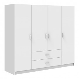 361-000112 Ντουλάπα τετράφυλλη Royal pakoworld με συρτάρια λευκό 200x58x177εκ