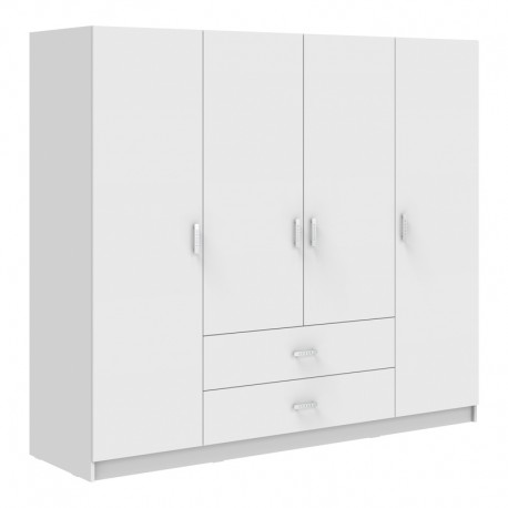 361-000112 Ντουλάπα τετράφυλλη Royal pakoworld με συρτάρια λευκό 200x58x177εκ