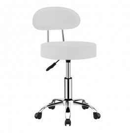 406-000009 Σκαμπό γραφείου-εργασίας τροχήλατο με πλάτη Tebere pakoworld pu σε λευκή απόχρωση Φ35x66-80εκ