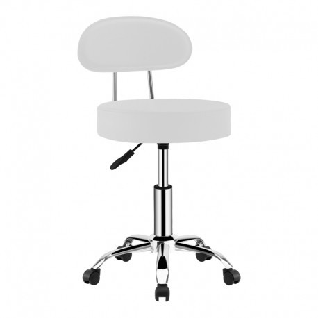 406-000009 Σκαμπό γραφείου-εργασίας τροχήλατο με πλάτη Tebere pakoworld pu σε λευκή απόχρωση Φ35x66-80εκ