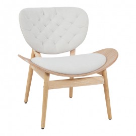 332-000038 Πολυθρόνα Udalle pakoworld ξύλο σε φυσική απόχρωση με μπεζ ύφασμα 77x70x81εκ