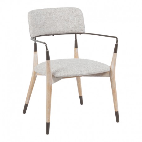 332-000040 Πολυθρόνα Sentana pakoworld μέταλλο-ξύλο και ύφασμα σε μπεζ-καφέ απόχρωση 56.5x56x79εκ