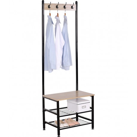 E-3293 Πορτ-μαντό Ξύλο-Μέταλλο - 60x40x175cm 4ΤΜΧ/ΚΙΒ