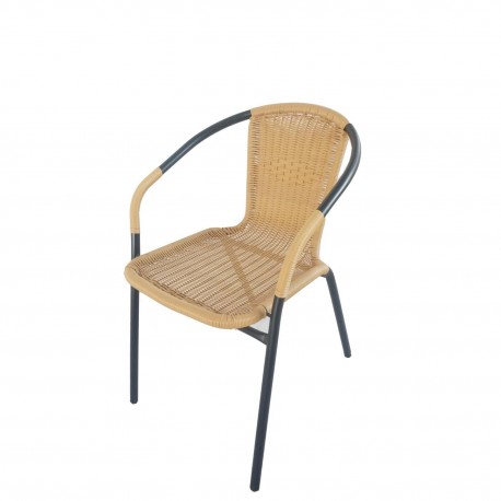 14450003 Πολυθρόνα ArteLibre Rattan Mercury Μπεζ/Μαύρο 54x61x73cm Μπεζ/Μαύρο