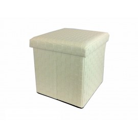 06510277 Σκαμπό Με Αποθηκευτικό Χώρο Μπεζ Δέρμα 38x38x38cm Μπεζ