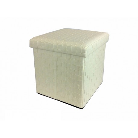 06510277 Σκαμπό Με Αποθηκευτικό Χώρο Μπεζ Δέρμα 38x38x38cm Μπεζ